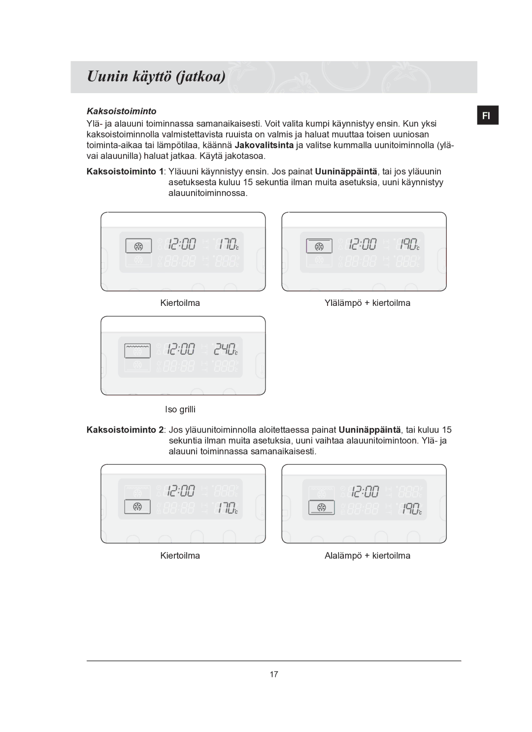 Samsung BT65TQBFST/XEE manual Kaksoistoiminto 