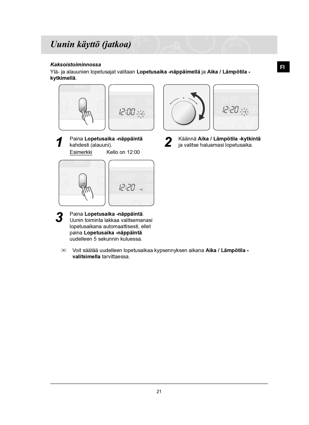 Samsung BT65TQBFST/XEE manual Uunin käyttö jatkoa 