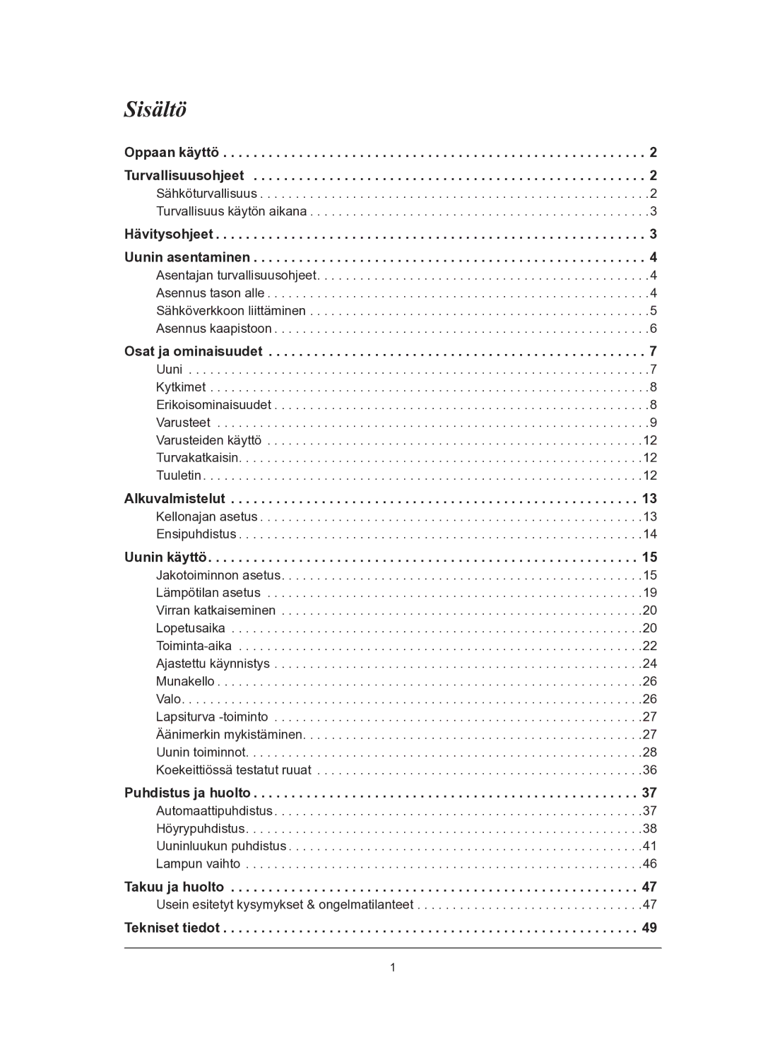 Samsung BT65TQBFST/XEE manual Sisältö 