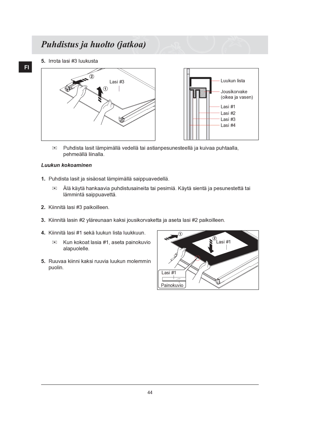 Samsung BT65TQBFST/XEE manual Luukun kokoaminen 