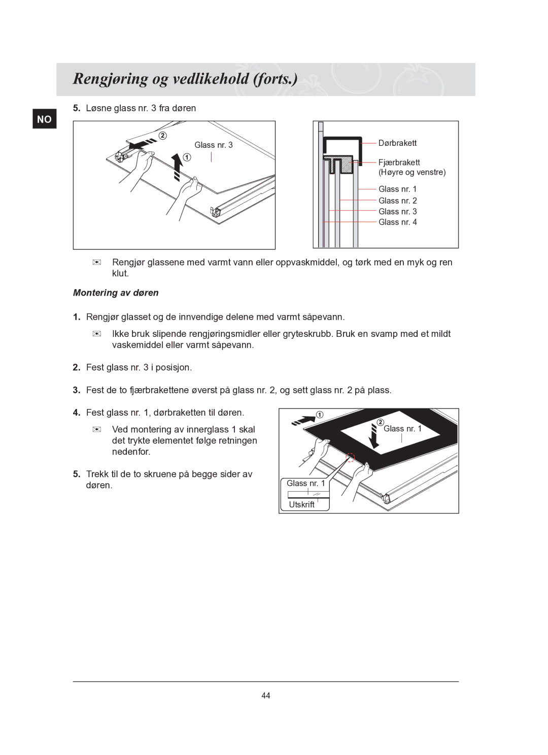 Samsung BT65TQBFST/XEE manual Montering av døren 