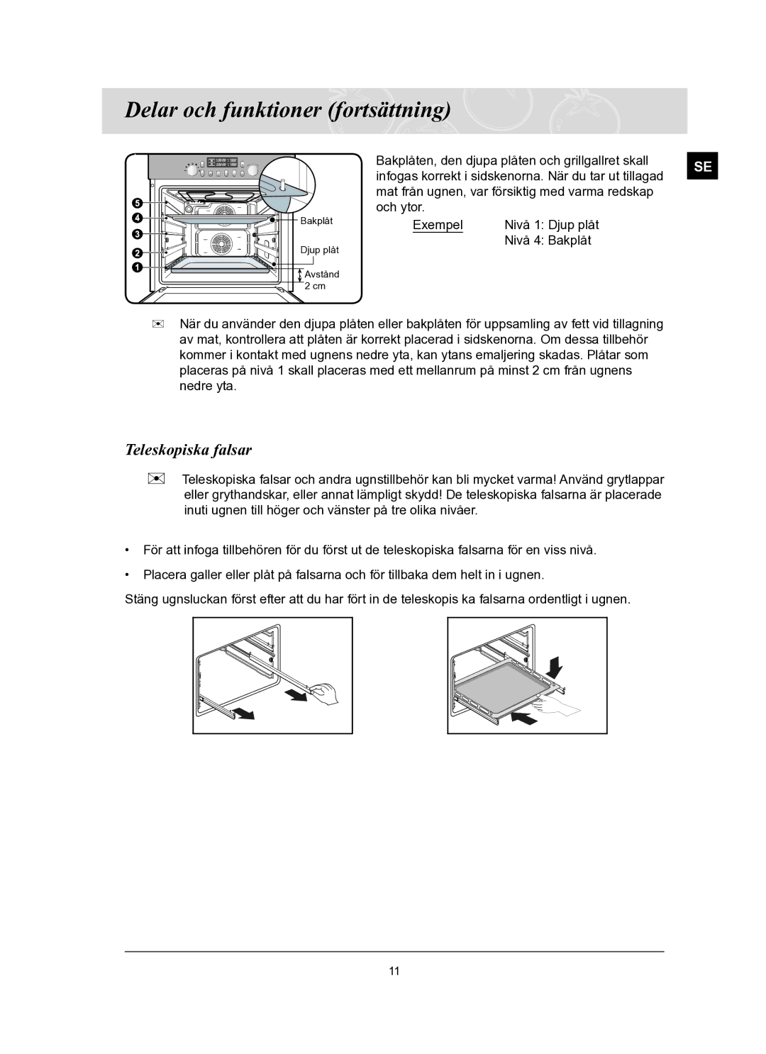 Samsung BT65TQBFST/XEE manual Teleskopiska falsar 