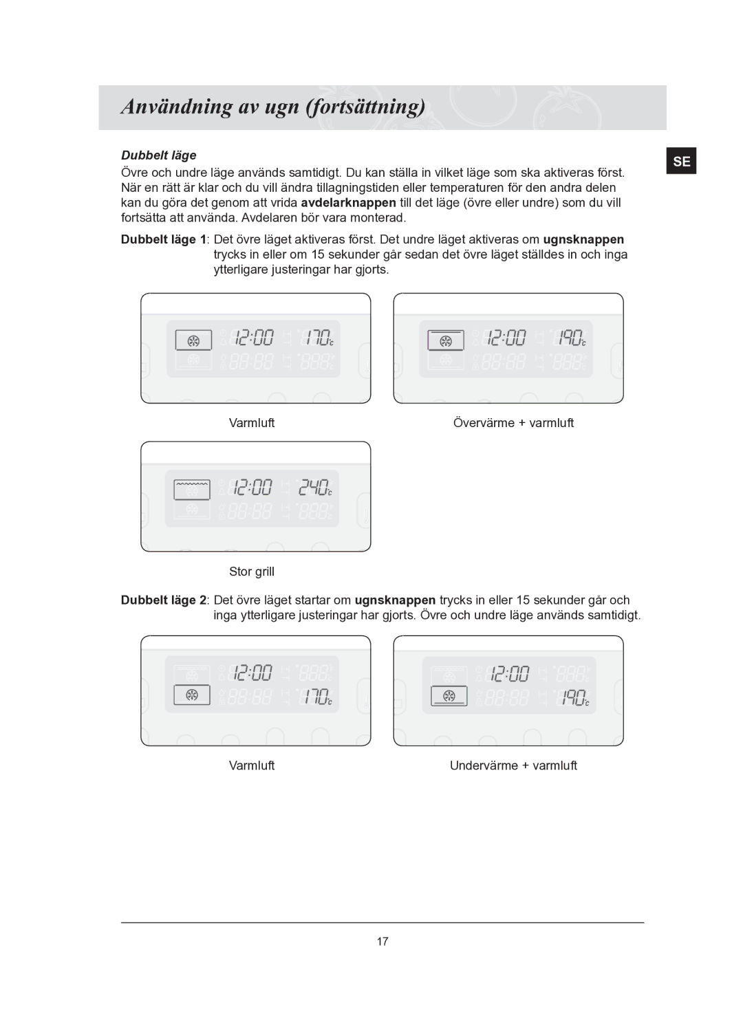 Samsung BT65TQBFST/XEE manual Dubbelt läge 