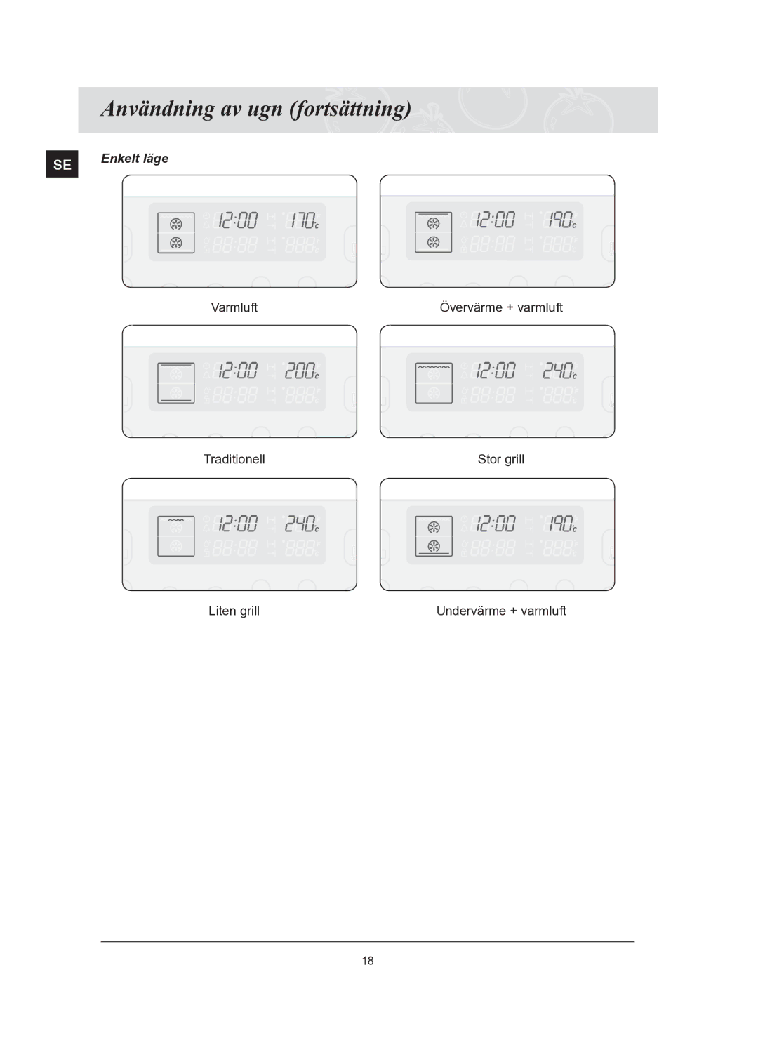 Samsung BT65TQBFST/XEE manual Traditionell Stor grill Liten grill 