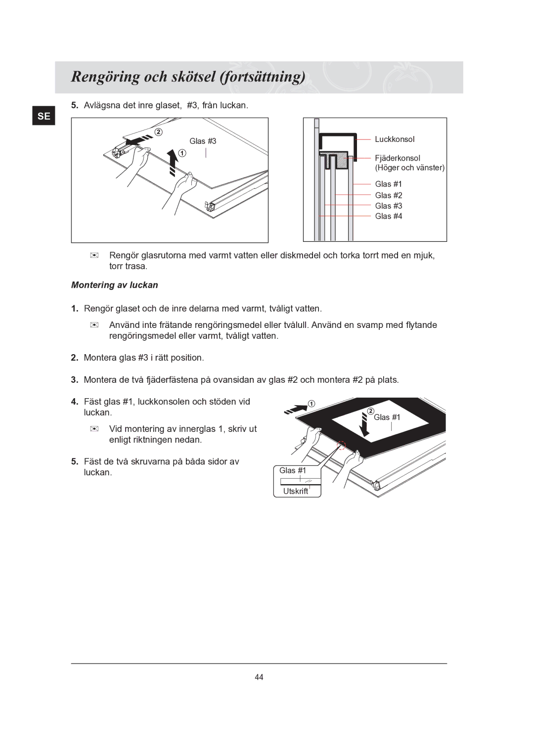 Samsung BT65TQBFST/XEE manual Montering av luckan 