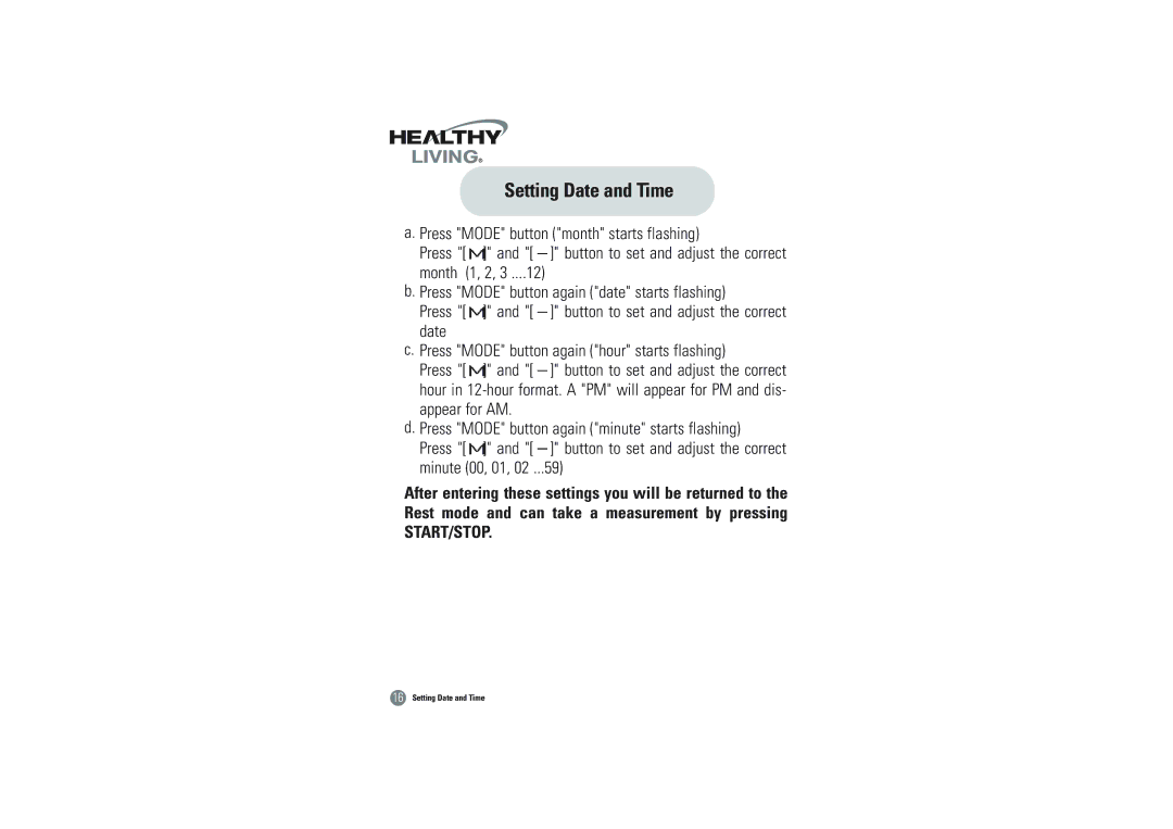 Samsung BVM-1007 owner manual Setting Date and Time, Press Mode button month starts flashing 