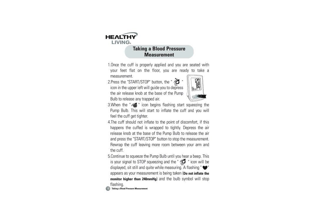 Samsung BVM-1007 owner manual Taking a Blood Pressure Measurement 