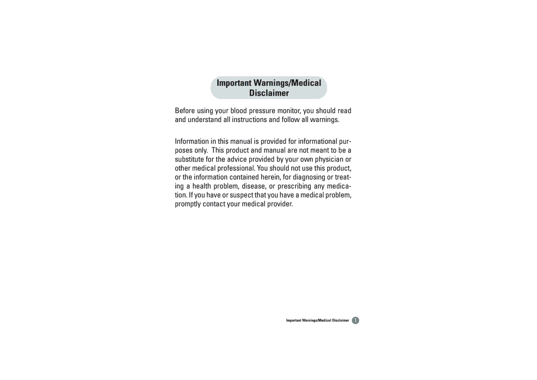 Samsung BVM-1007 owner manual Important Warnings/Medical Disclaimer 