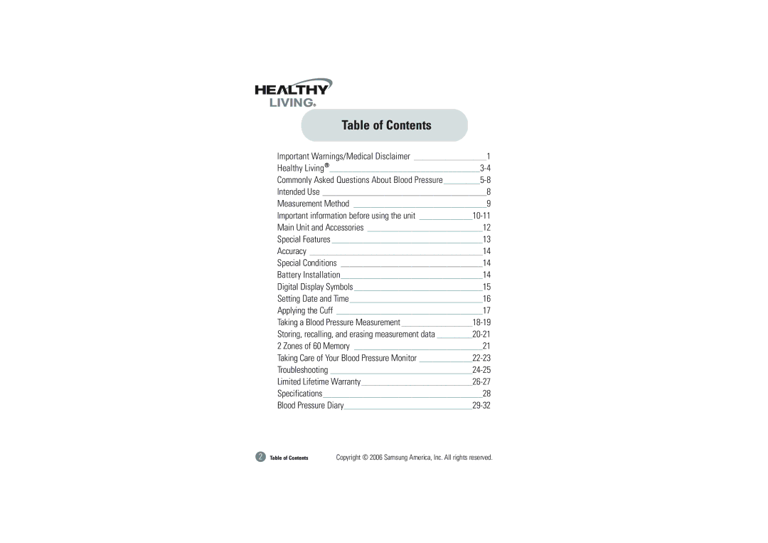 Samsung BVM-1007 owner manual Table of Contents 