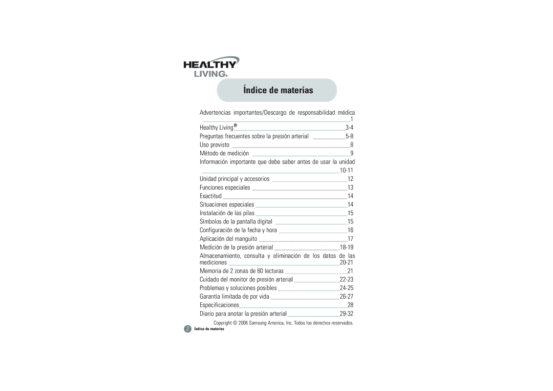 Samsung BVM-1007 owner manual Índice de materias, Aplicación del manguito 