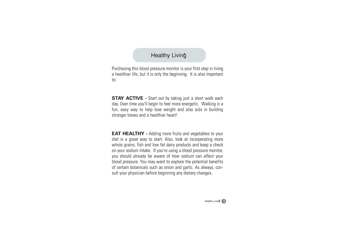 Samsung BVM-1007 owner manual Healthy Living 