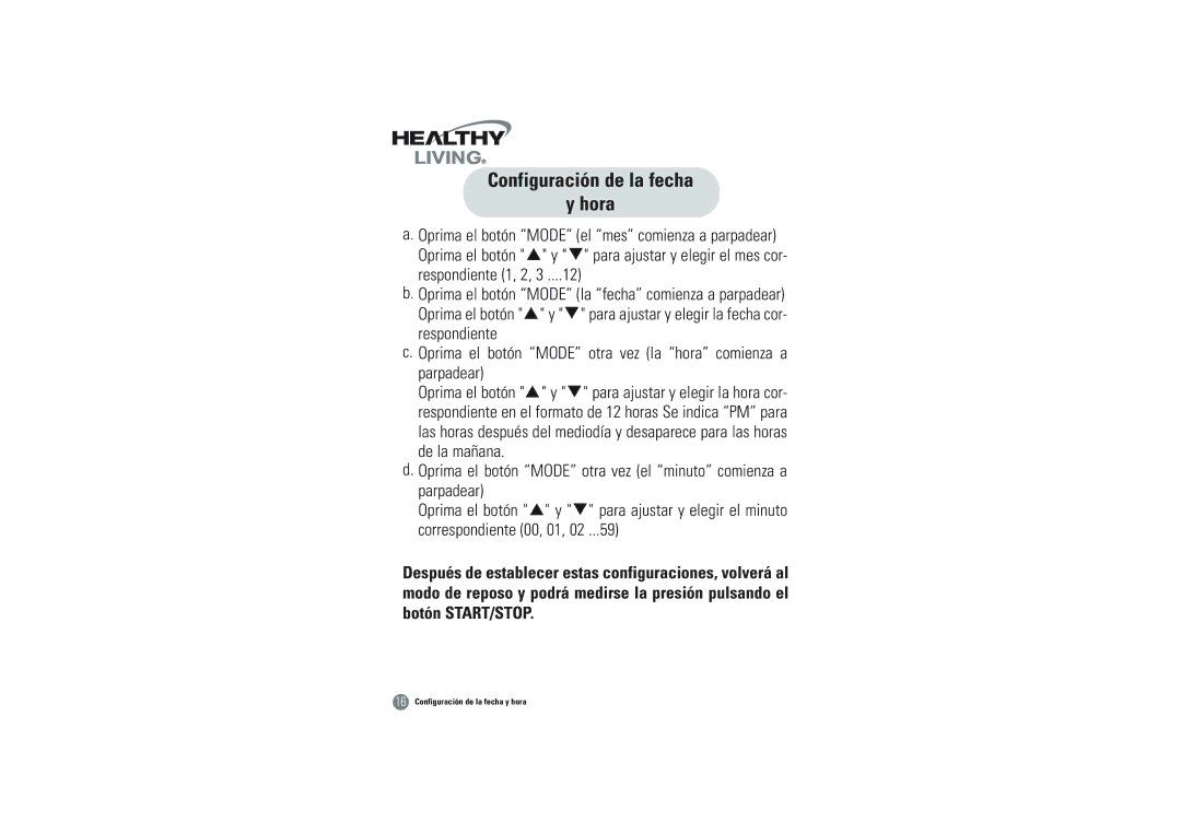 Samsung BVM-1007 owner manual Configuración de la fecha Hora 