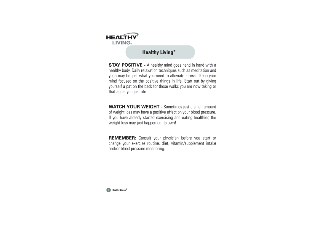 Samsung BVM-1007 owner manual Healthy Living 