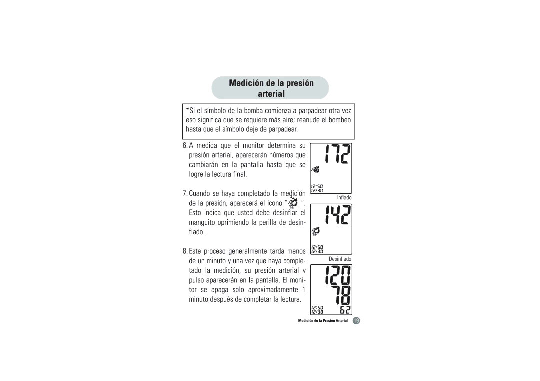 Samsung BVM-1007 owner manual Inflado Desinflado 