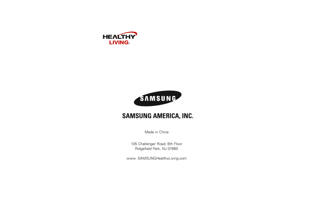 Samsung BVM-1007 owner manual Made in China Challenger Road, 6th Floor Ridgefield Park, NJ 