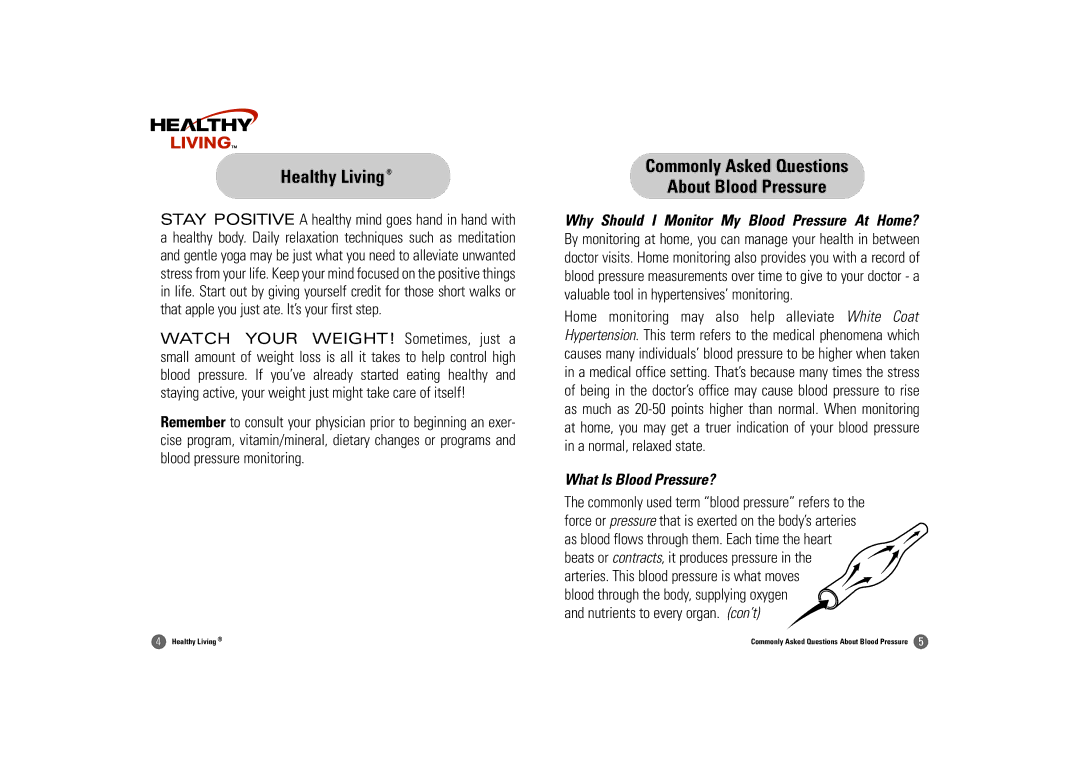 Samsung BW-325S Commonly Asked Questions About Blood Pressure, What Is Blood Pressure?, Nutrients to every organ. con’t 