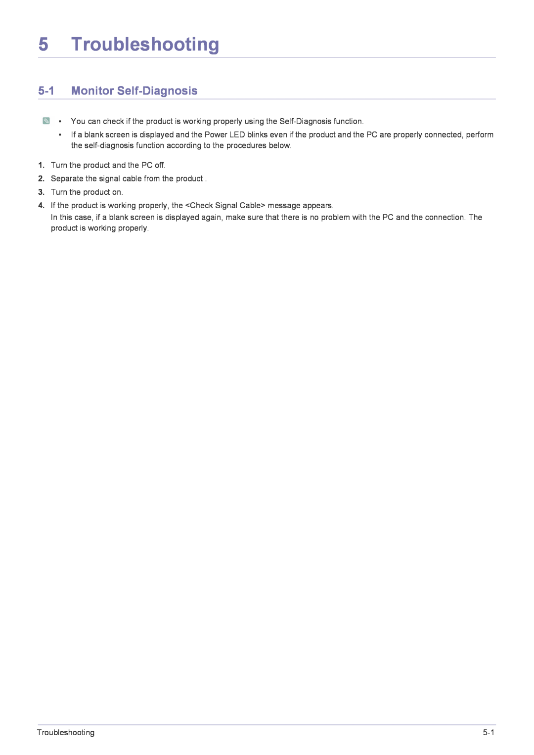 Samsung BX2035 user manual Troubleshooting, Monitor Self-Diagnosis 