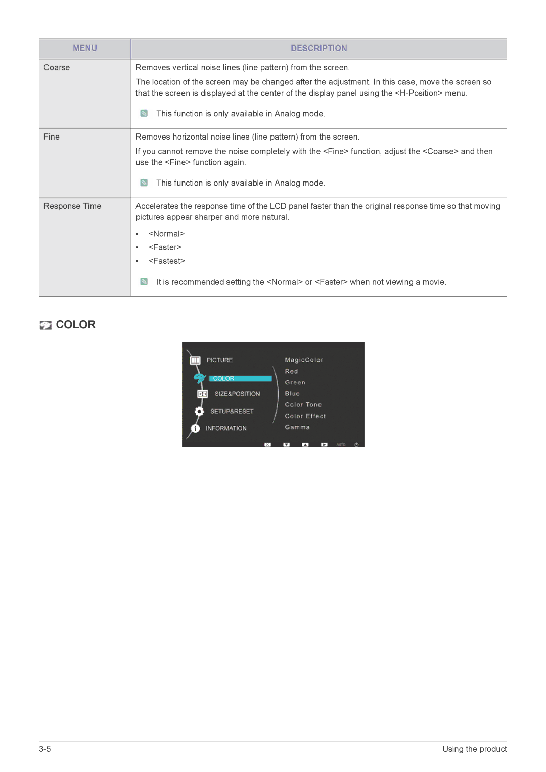 Samsung BX2335, BX2235, BX2035 user manual Color 