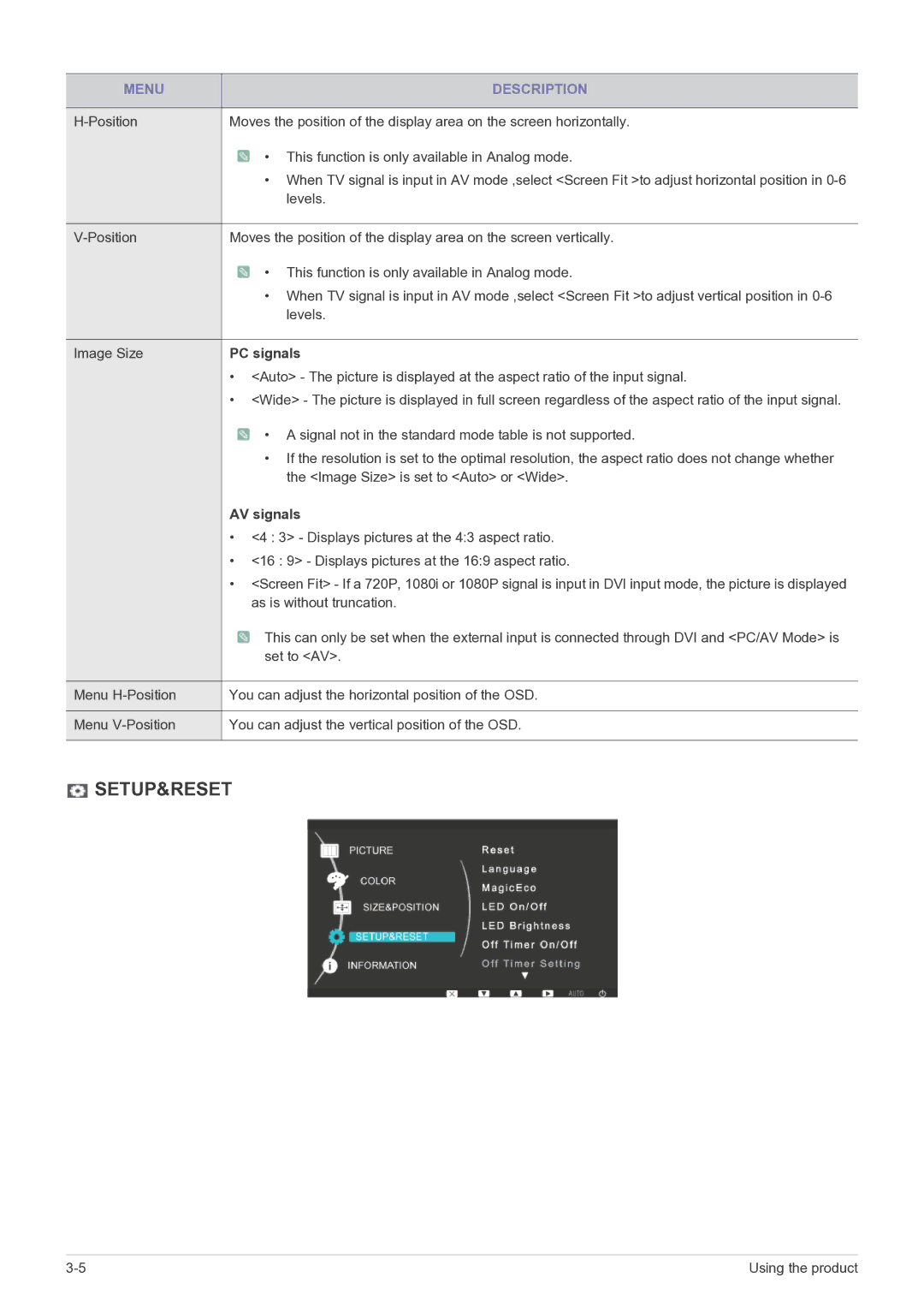 Samsung BX2035, BX2335, BX2235 user manual PC signals, AV signals 