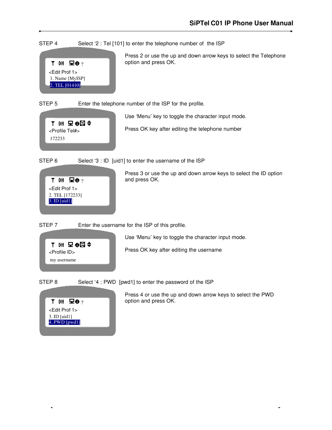 Samsung C01 user manual Press OK key after editing the telephone number 