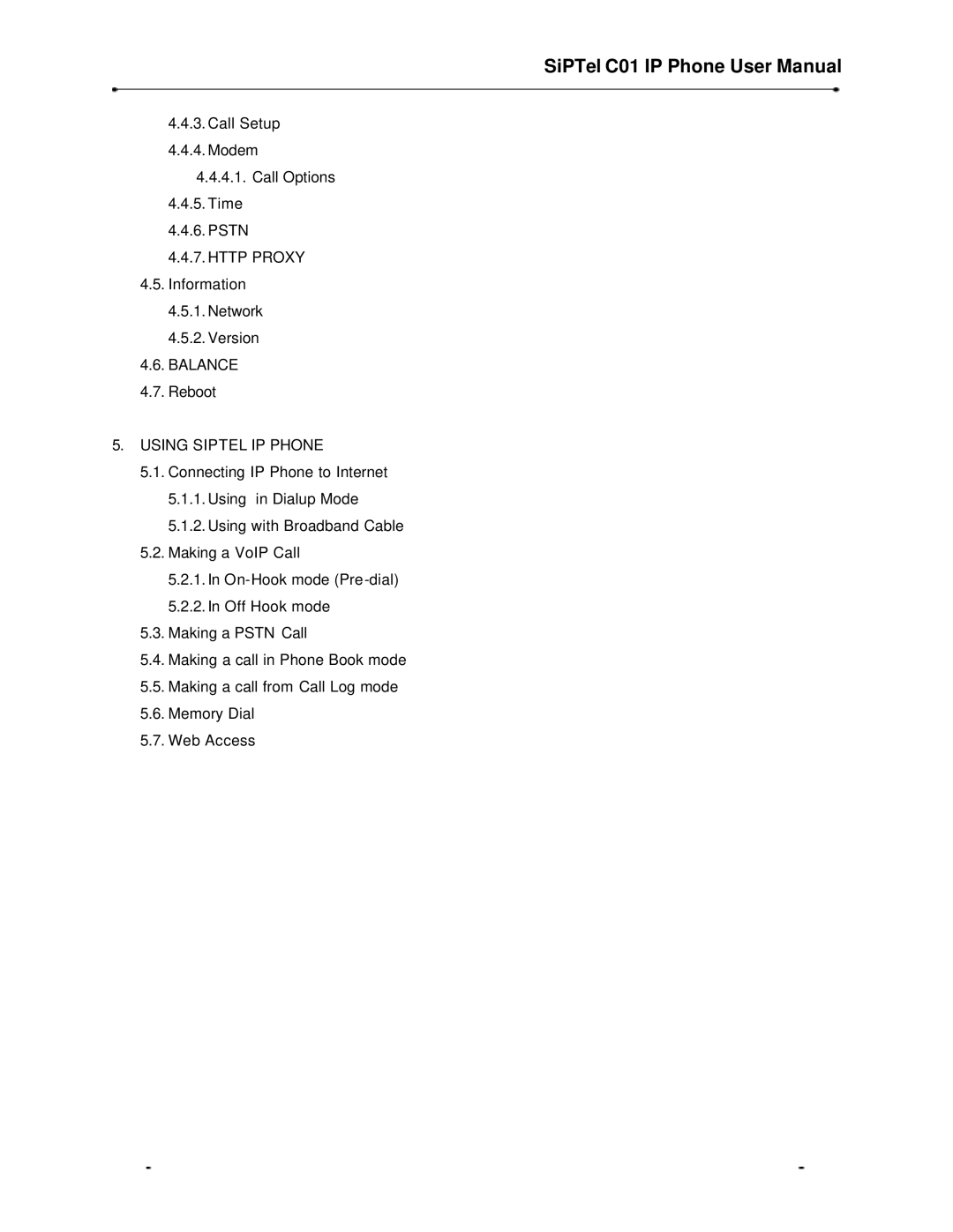 Samsung C01 user manual Http Proxy, Balance, Using Siptel IP Phone 