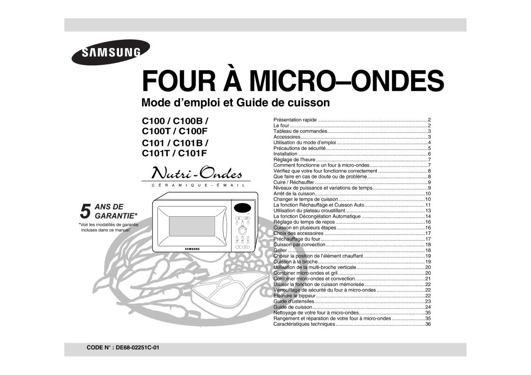 Samsung C100-5/XEF manual Four À MICRO-ONDES 