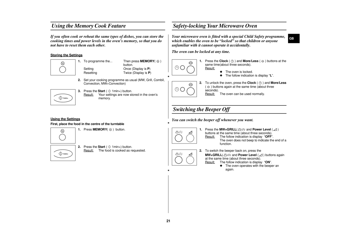 Samsung C101T, C101F, C100B, C101B, C100F, C100T Switching the Beeper Off, Storing the Settings, Using the Settings 