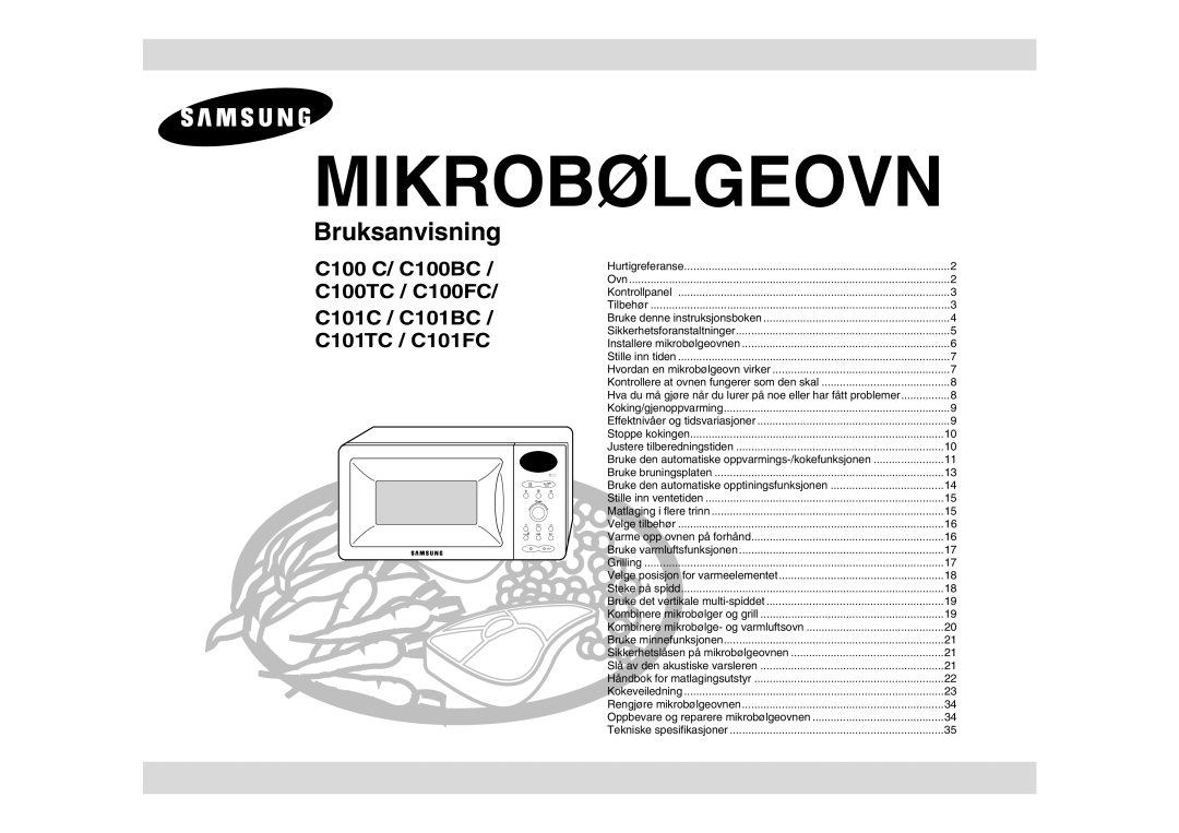 Samsung C100C/XEE, C100C-5S/XEE, C100C-5/XEE manual Mikrovågsugn 