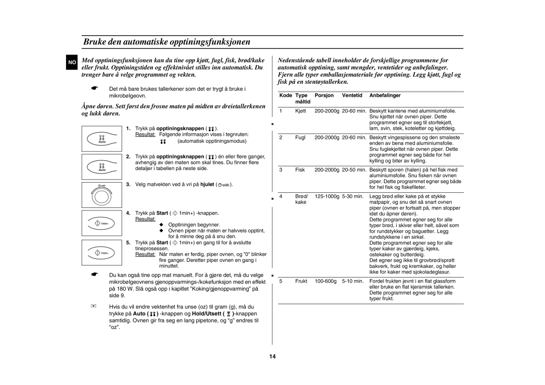 Samsung C100C-5/XEE, C100C-5S/XEE, C100C/XEE manual Bruke den automatiske opptiningsfunksjonen, Trykk på opptiningsknappen 