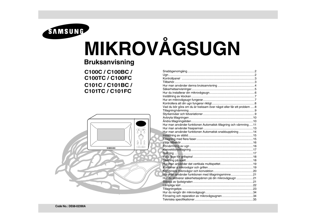 Samsung C100C/XEE, C100C-5S/XEE, C100C-5/XEE manual Mikrovågsugn 