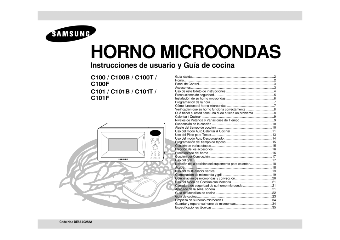 Samsung C100/XEC manual Horno Microondas 