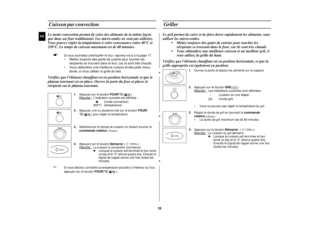 Samsung C100/XEF manual Cuisson par convection Griller, Rotative 