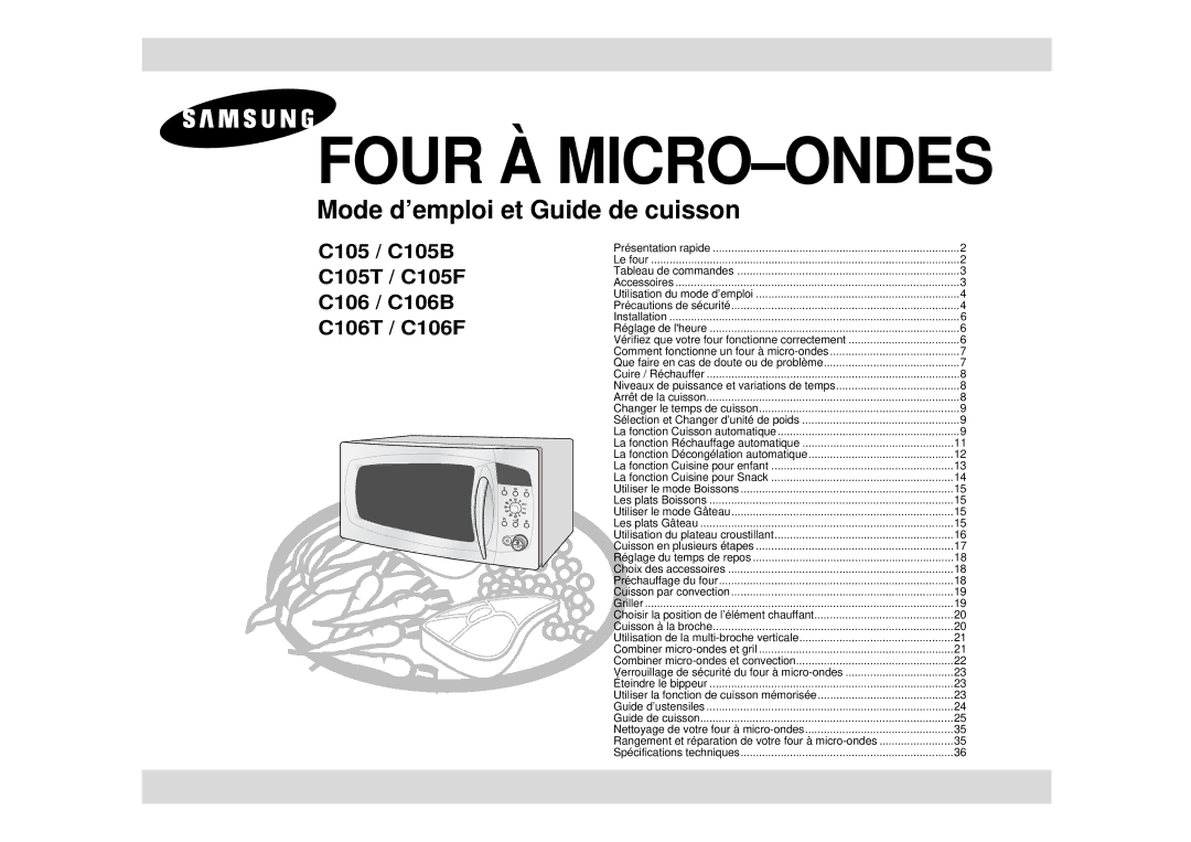 Samsung C105-5/XEN, C105-5SL/XEN manual Four À MICRO-ONDES 