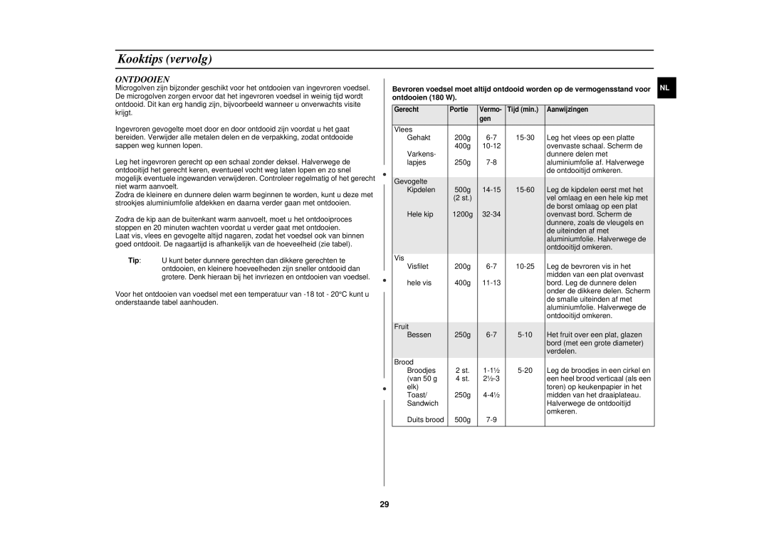 Samsung C105-5/XEN, C105-5SL/XEN manual Ontdooien 