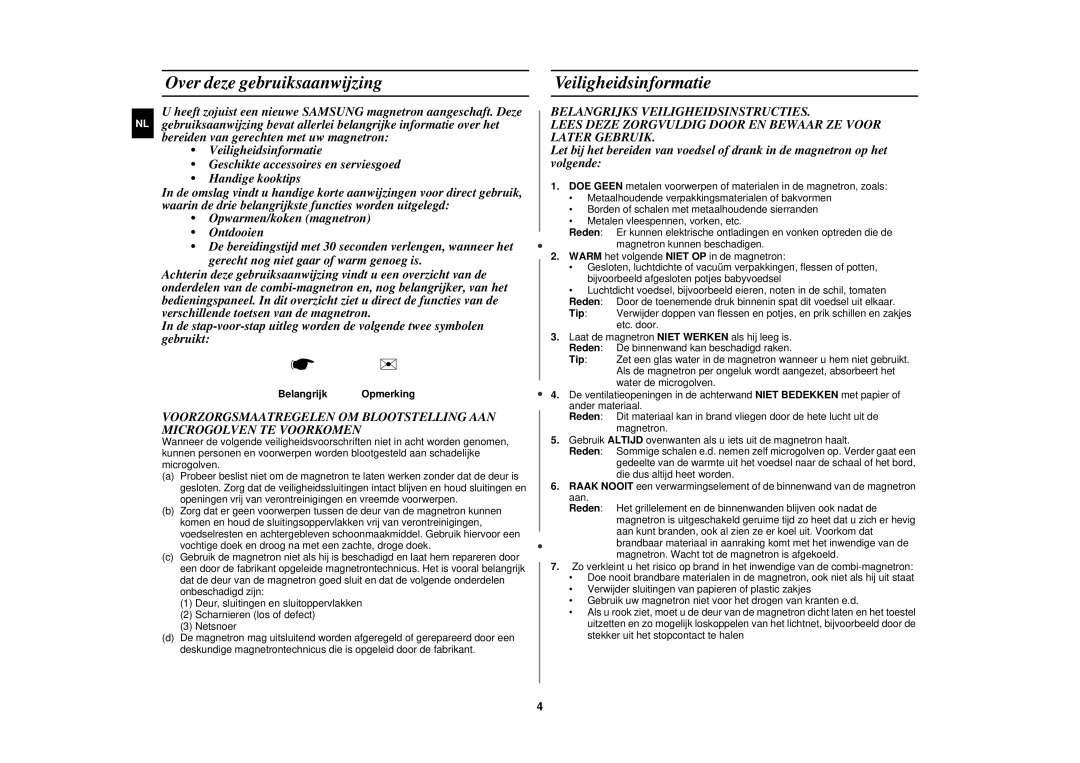 Samsung C105-5SL/XEN, C105-5/XEN manual Over deze gebruiksaanwijzing, Veiligheidsinformatie, Belangrijk Opmerking 