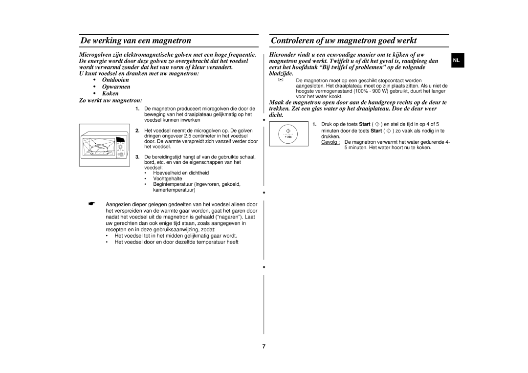 Samsung C105-5/XEN, C105-5SL/XEN manual De werking van een magnetron, Controleren of uw magnetron goed werkt 