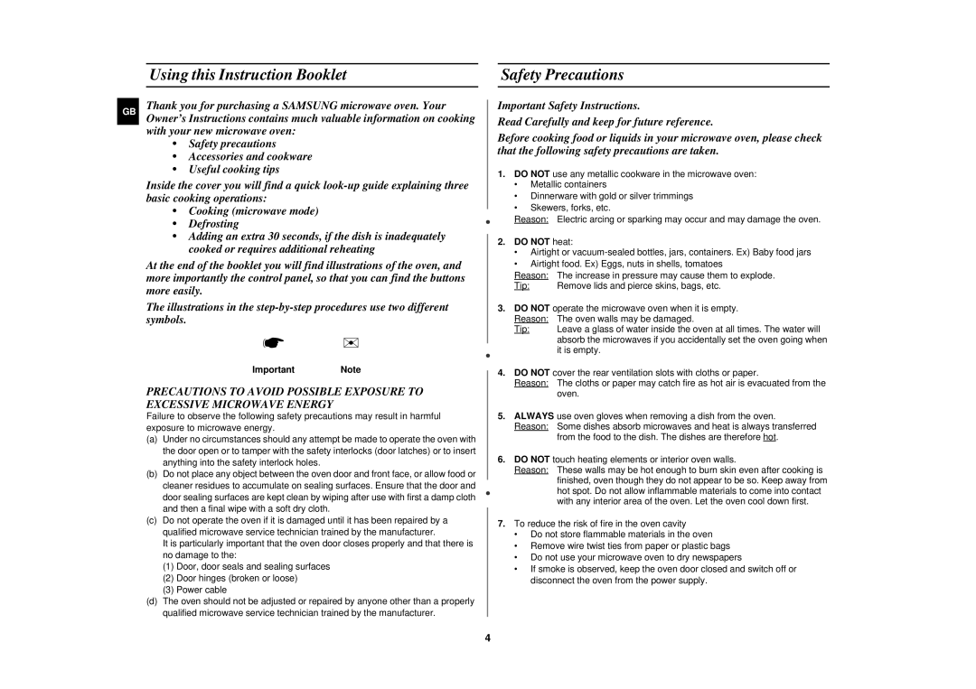 Samsung C105-SL/ELE, C105/ELE manual Using this Instruction Booklet, Safety Precautions, ImportantNote, Do not heat 