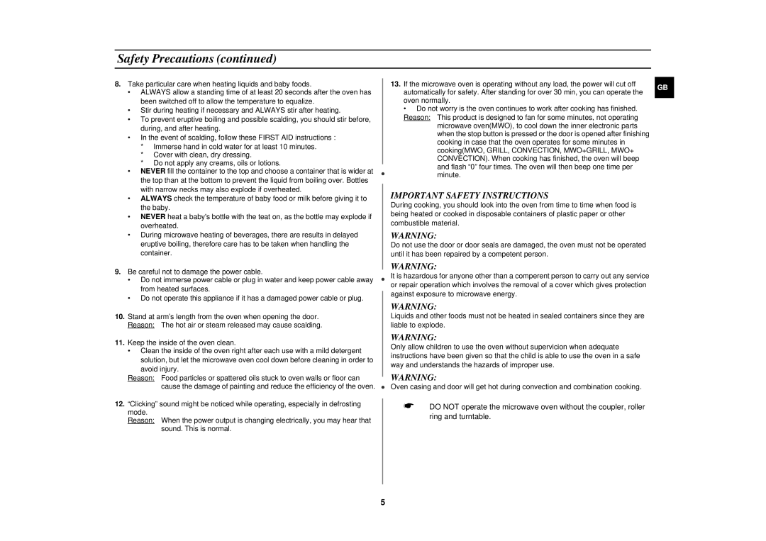 Samsung C105/ELE, C105-SL/ELE manual Important Safety Instructions 