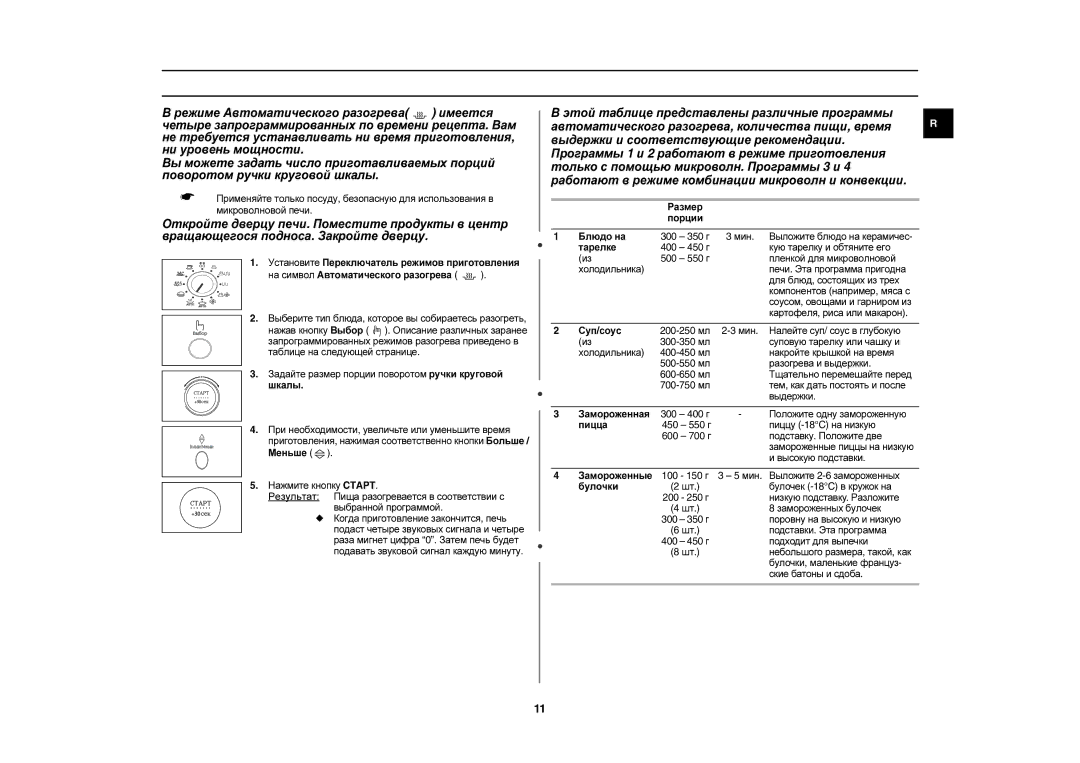 Samsung C105AR-5S/BWT, C105AR-5/BWT, C105AR-T/BWT, C105AFR-5S/BWT manual Использование режима Автоматического разогрева 