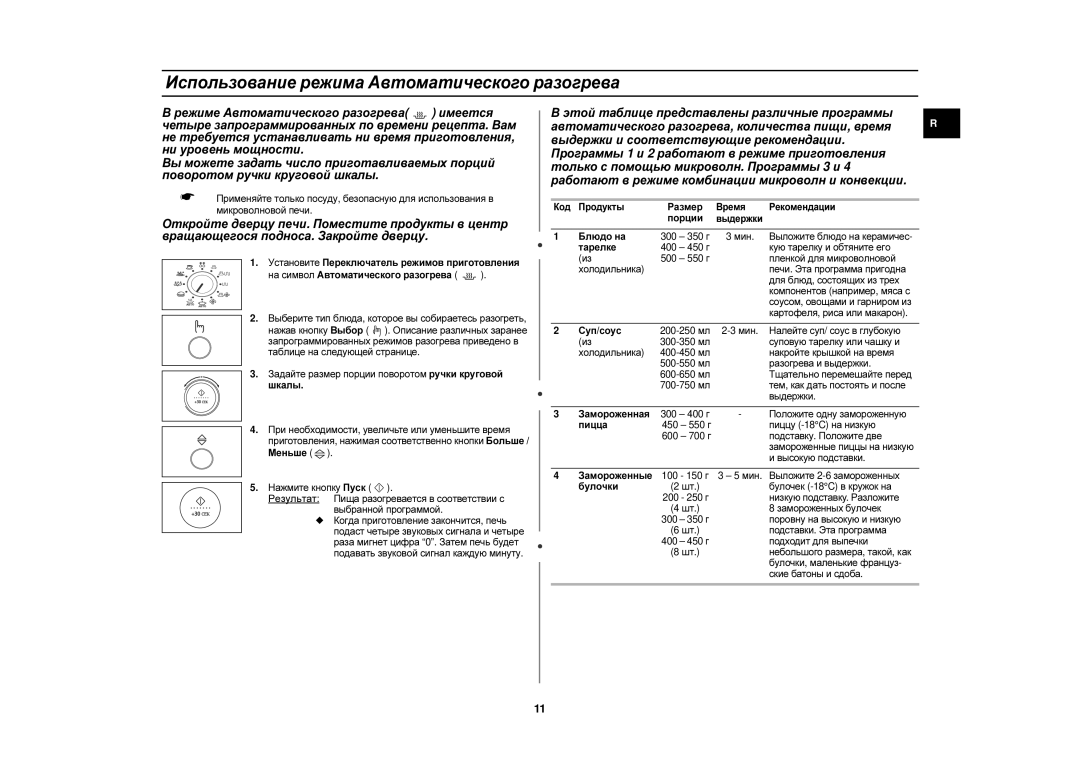 Samsung C105R-5U/BWT, C105FR-SL/BWT, C105R-5SL/BWT, C105R-SL/BWT, C105FR-5/BWT Использование режима Автоматического разогрева 