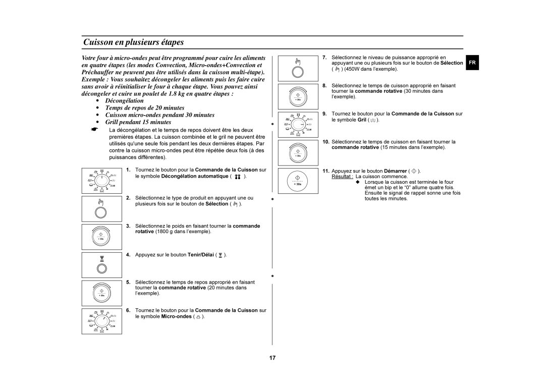 Samsung C107F-5/XEF, C105/XEF, C107F/XEF, C105-5/XEF manual Cuisson en plusieurs étapes 