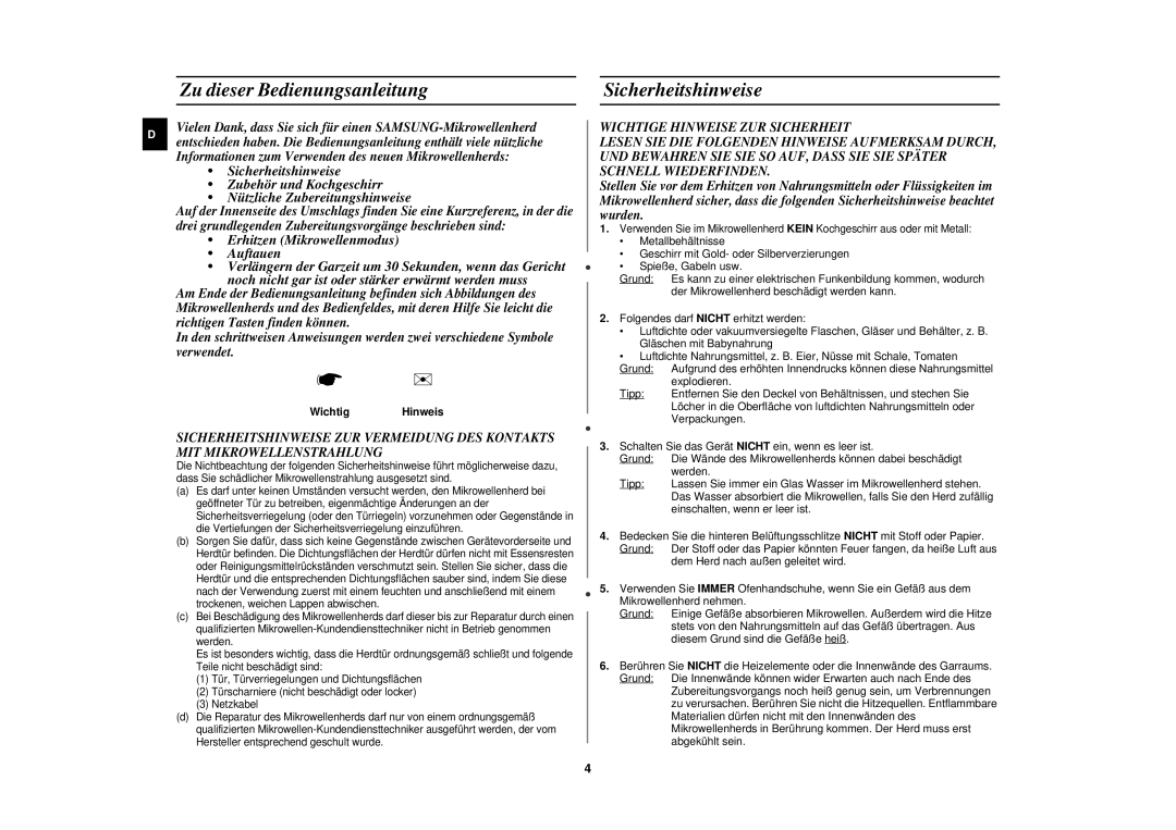 Samsung C106/XEG, C106-5/XEG manual Zu dieser Bedienungsanleitung, Sicherheitshinweise, WichtigHinweis 