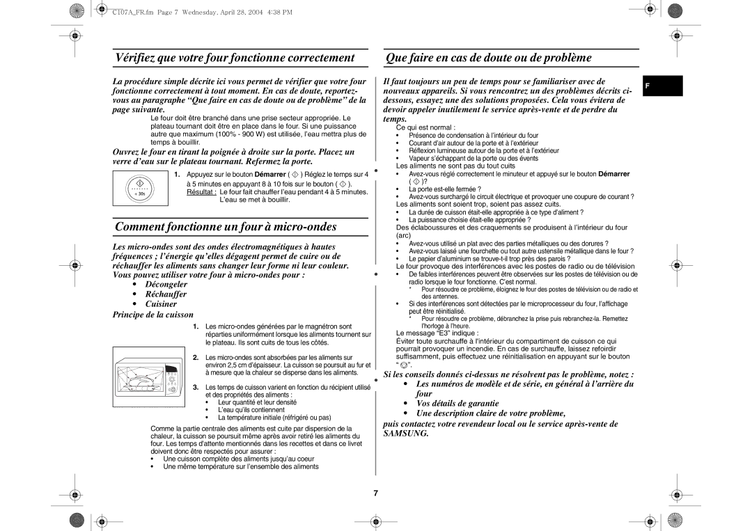 Samsung C107AT-5/XEF manual Comment fonctionne un four à micro-ondes, Samsung 