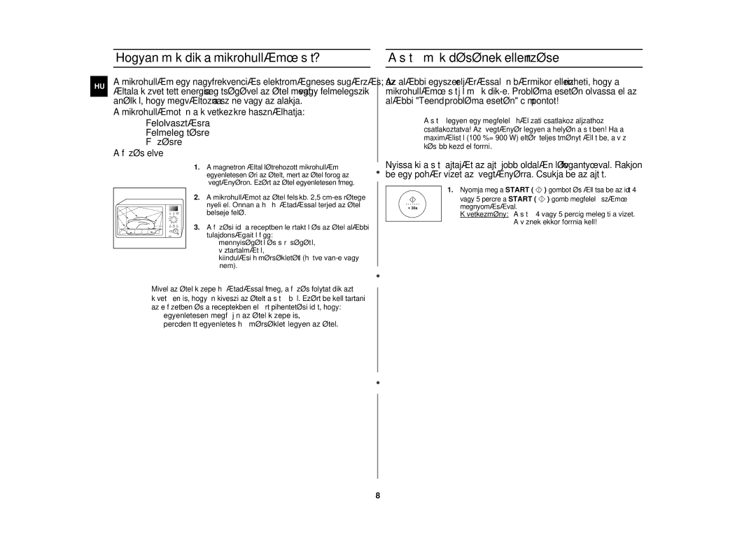 Samsung C108STF-5/XEH, C108STF/XEH manual Hogyan működik a mikrohullámú süt ő?, Süt ő működésének ellen őrzése 