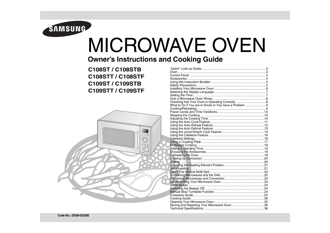 Samsung C108STF-5/ELE, C108STF/XEN, C108STF/ELE manual Microwave Oven 