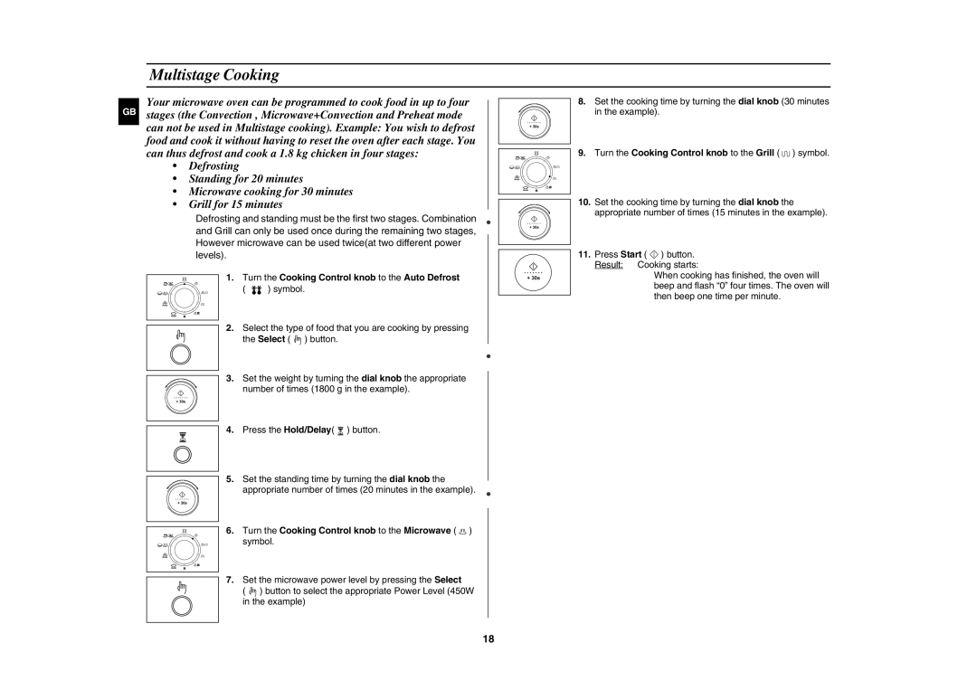 Samsung C108STF/XEN, C108STF-5/ELE, C108STF/ELE manual Multistage Cooking, Turn the Cooking Control knob to the Auto Defrost 