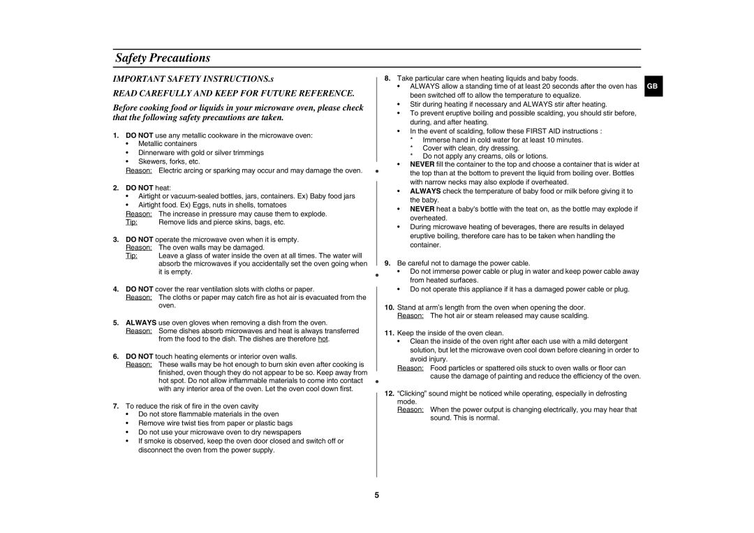 Samsung C108STF/ELE, C108STF/XEN manual Safety Precautions, Read Carefully and Keep for Future Reference, Do not heat 