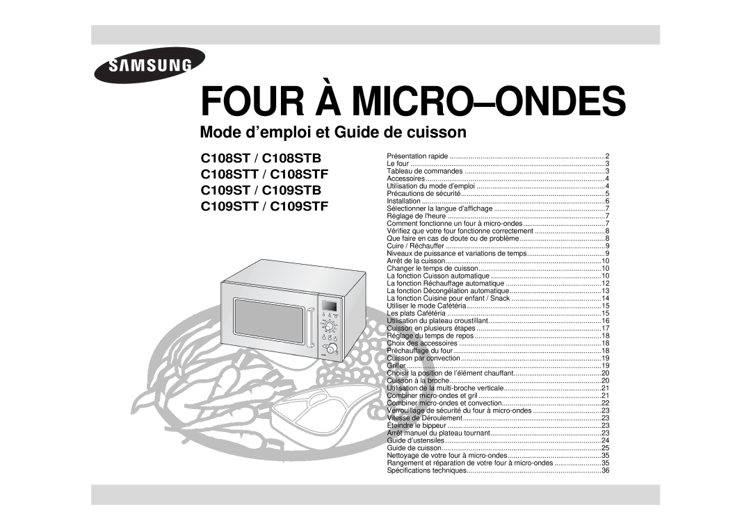 Samsung C108STF/XEN manual Four À MICRO-ONDES 