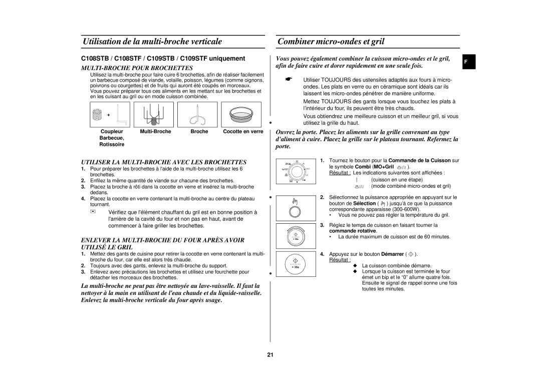 Samsung C108STT-5/XEF manual MULTI-BROCHE Pour Brochettes, Utiliser LA MULTI-BROCHE Avec LES Brochettes, Multi-Broche 