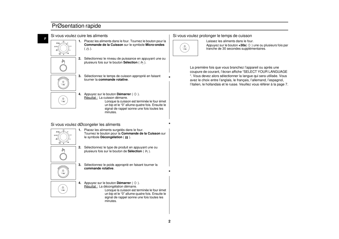 Samsung C108STT/XEF, C108STT-5/XEF manual Présentation rapide, Si vous voulez cuire les aliments 